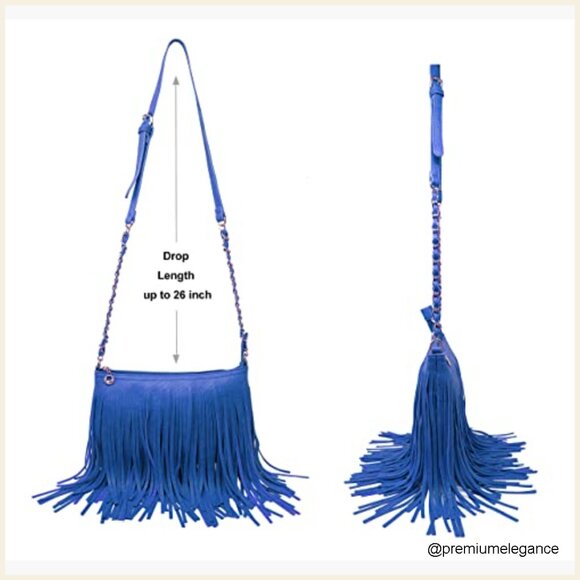 Faux Leather Fringe Crossbody Shoulder Bag with Adjustable Strap - Picture 5 of 7